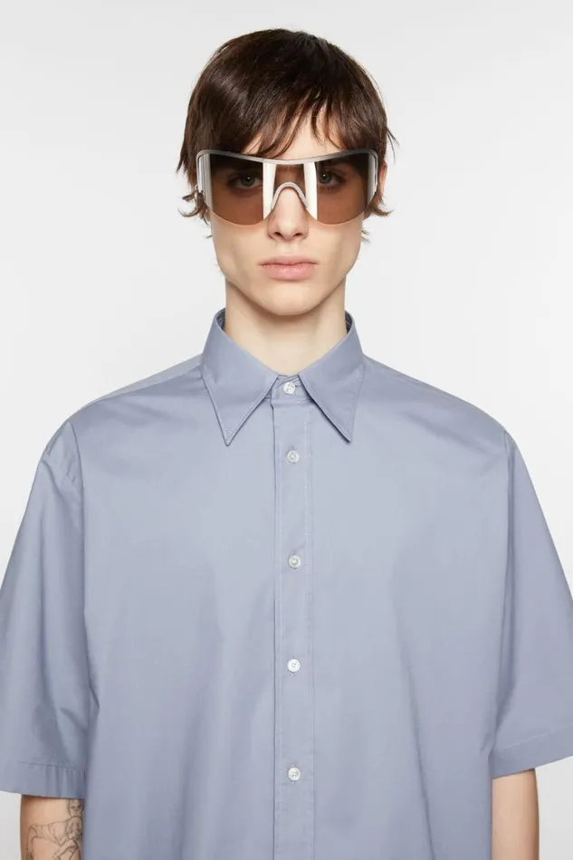 Acne Studios Short Sleeve Buttonup Dusty Blue Man Shirts