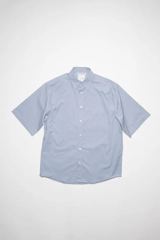 Acne Studios Short Sleeve Buttonup Dusty Blue Man Shirts