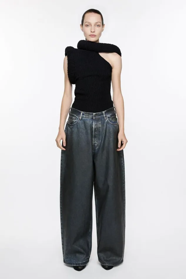 Acne Studios Super Baggy Fit Jeans 8211 2023 Blackmid Blue Woman Jeans