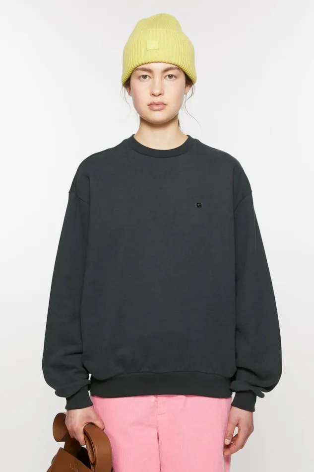 Acne Studios Sweater Face Logo 8211 Regular Fit Dark Grey Woman Sweatshirts