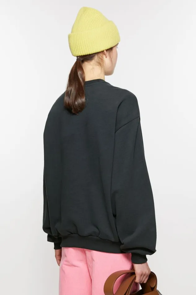 Acne Studios Sweater Face Logo 8211 Regular Fit Dark Grey Woman Sweatshirts