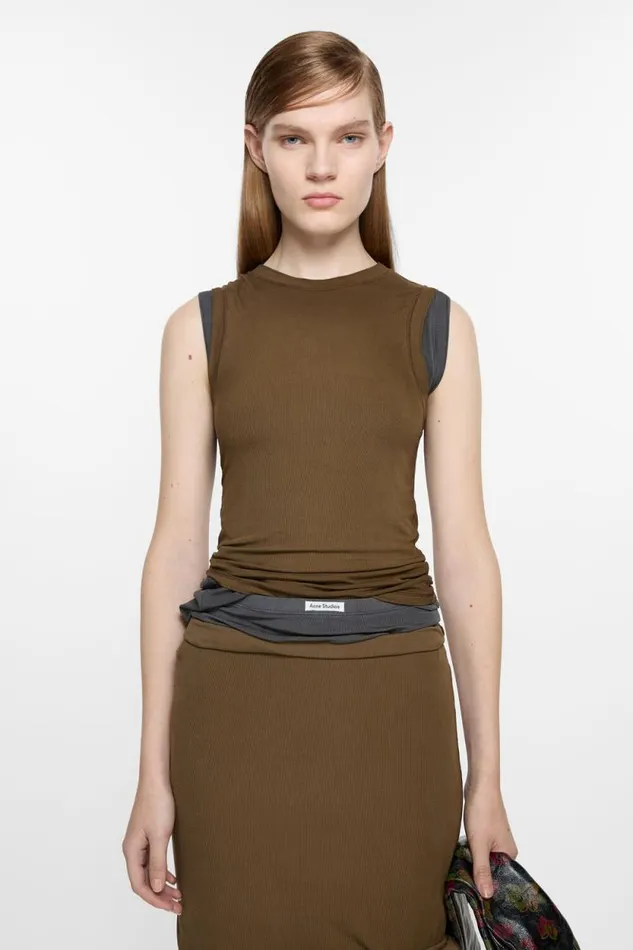 Acne Studios Tank Top Mud Brown Woman Tshirts