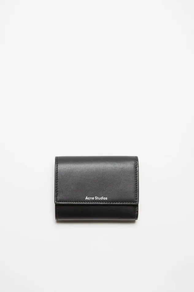 Acne Studios Trifold Leather Wallet Black Woman Small Leather Goods