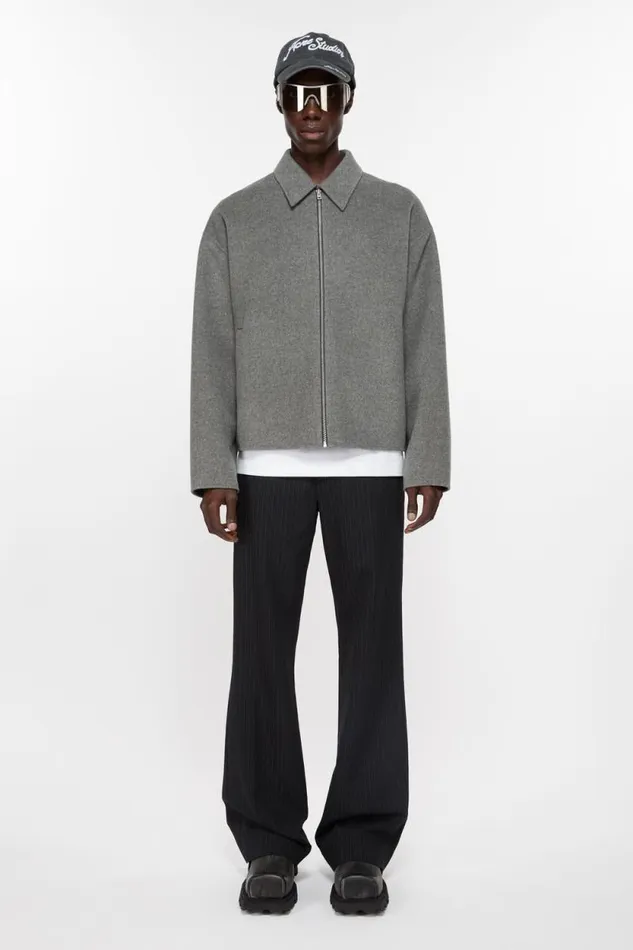 Acne Studios Wool Zipper Jacket Grey Melange Man Outerwear