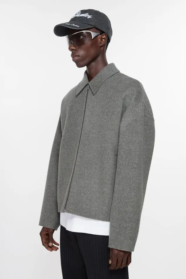 Acne Studios Wool Zipper Jacket Grey Melange Man Outerwear