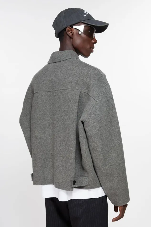 Acne Studios Wool Zipper Jacket Grey Melange Man Outerwear