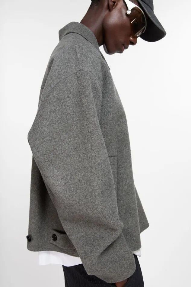 Acne Studios Wool Zipper Jacket Grey Melange Man Outerwear