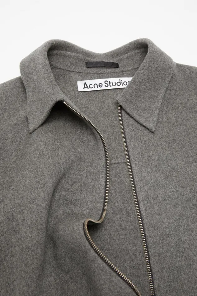Acne Studios Wool Zipper Jacket Grey Melange Man Outerwear