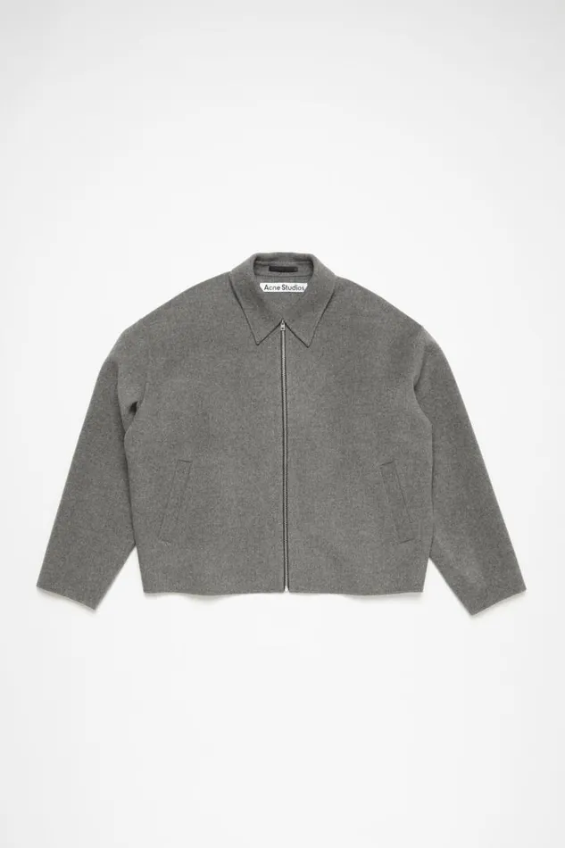 Acne Studios Wool Zipper Jacket Grey Melange Man Outerwear