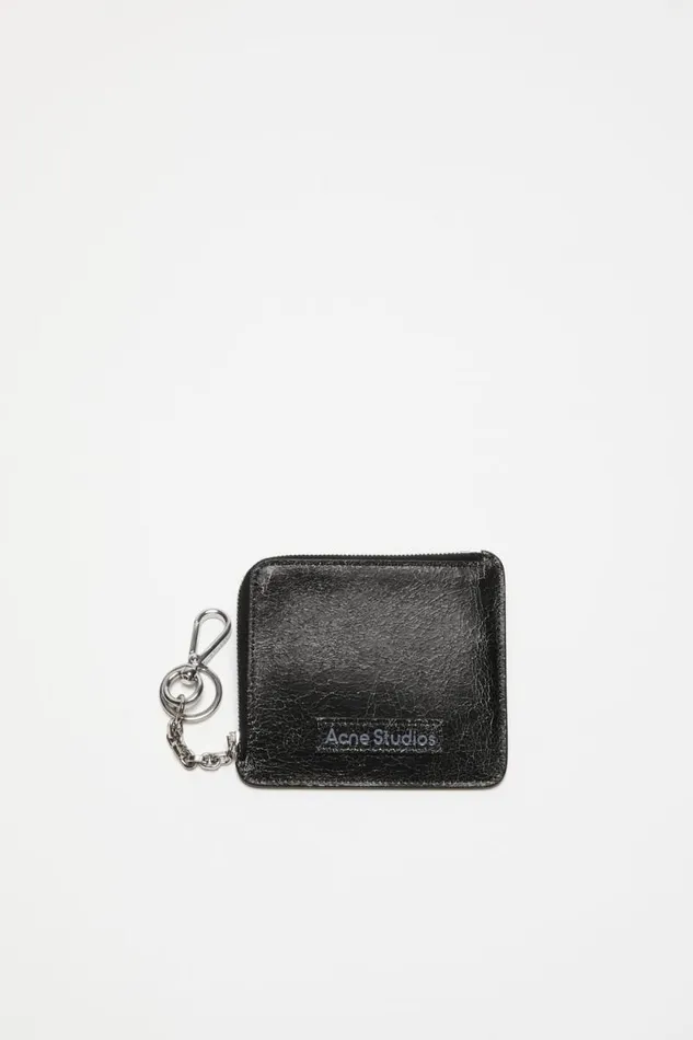 Acne Studios Zip Leather Wallet Black Woman Small Leather Goods