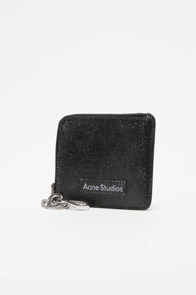 Acne Studios Zip Leather Wallet Black Woman Small Leather Goods