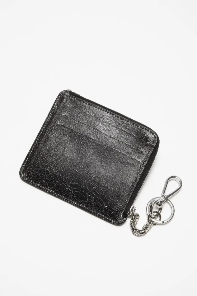 Acne Studios Zip Leather Wallet Black Woman Small Leather Goods