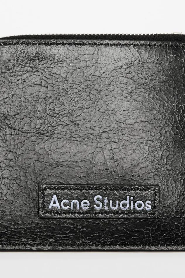 Acne Studios Zip Leather Wallet Black Woman Small Leather Goods