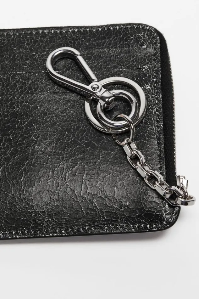 Acne Studios Zip Leather Wallet Black Woman Small Leather Goods