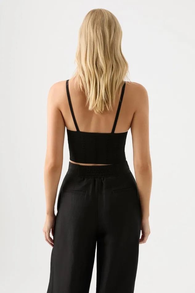 Aje Body and Crepe Knit Phaedra Ottoman Knit Bustier Black 8211 Women