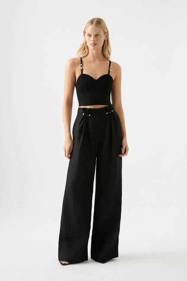 Aje Body and Crepe Knit Phaedra Ottoman Knit Bustier Black 8211 Women