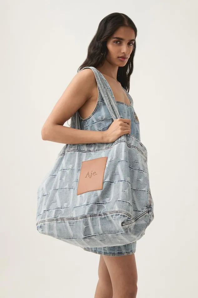 Aje Denim Anele Denim Tote Coastal Logo Wash 8211 Women
