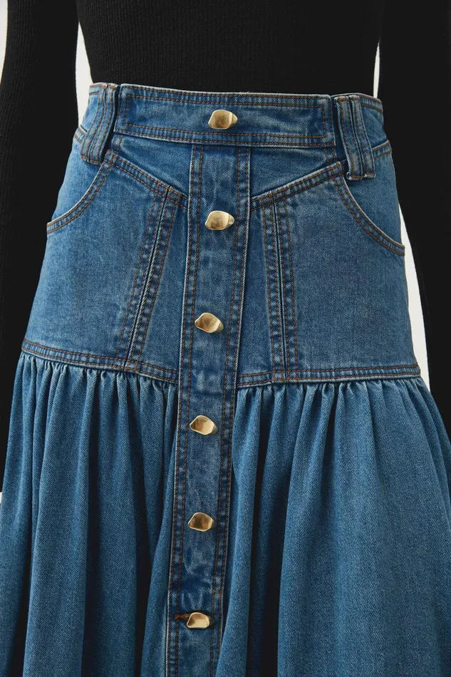 Aje Denim Belmond Denim Midi Skirt 90039s Wash 8211 Women