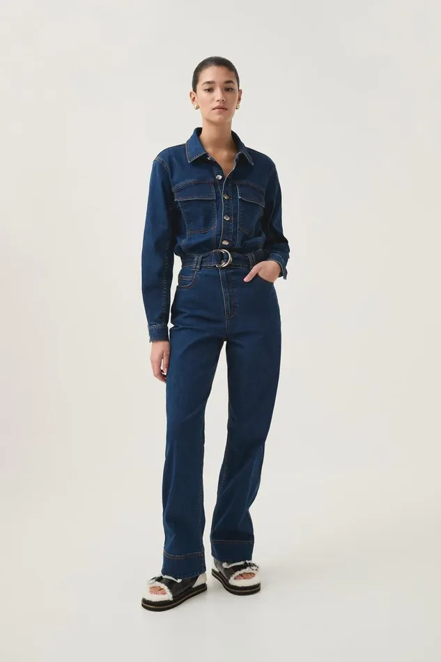 Aje Denim Neo Denim Jumpsuit Washed Indigo 8211 Women