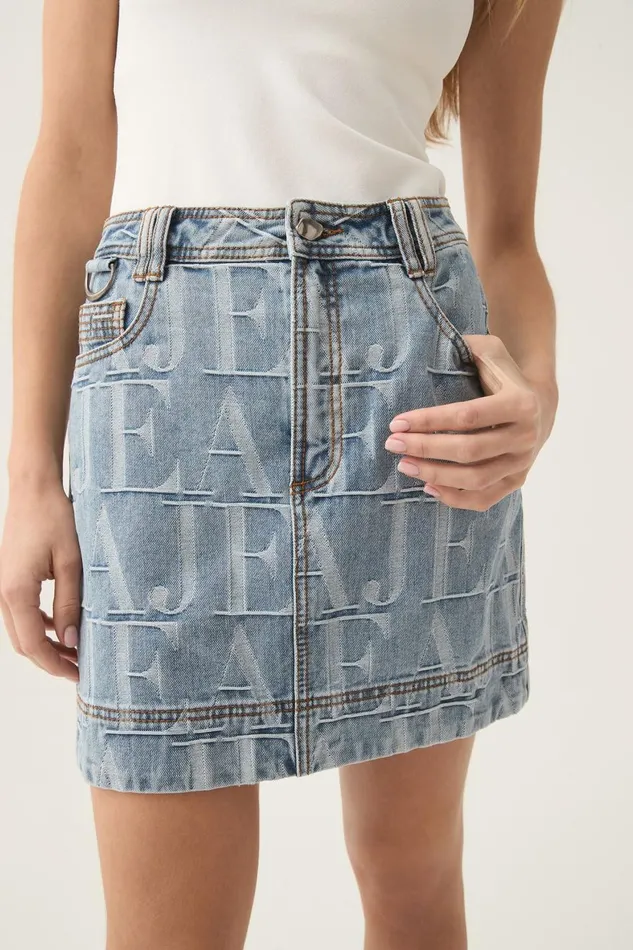 Aje Denim Nostalgia Denim Mini Skirt Coastal Logo Wash 8211 Women