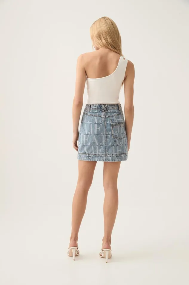 Aje Denim Nostalgia Denim Mini Skirt Coastal Logo Wash 8211 Women