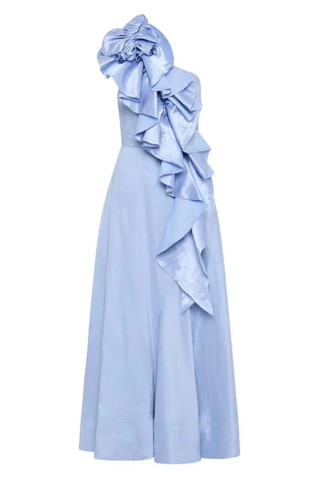 Aje Dresses Adelia Ruffle Midi Dress Light Sky Blue 8211 Women Aje Dresses Adelia Ruffle Midi Dress Light Sky Blue 8211 Women