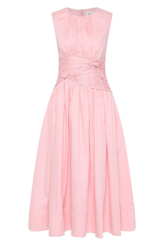 Aje Dresses Agatha Knot Waist Midi Dress Pink Quartz 8211 Women Aje Dresses Agatha Knot Waist Midi Dress Pink Quartz 8211 Women