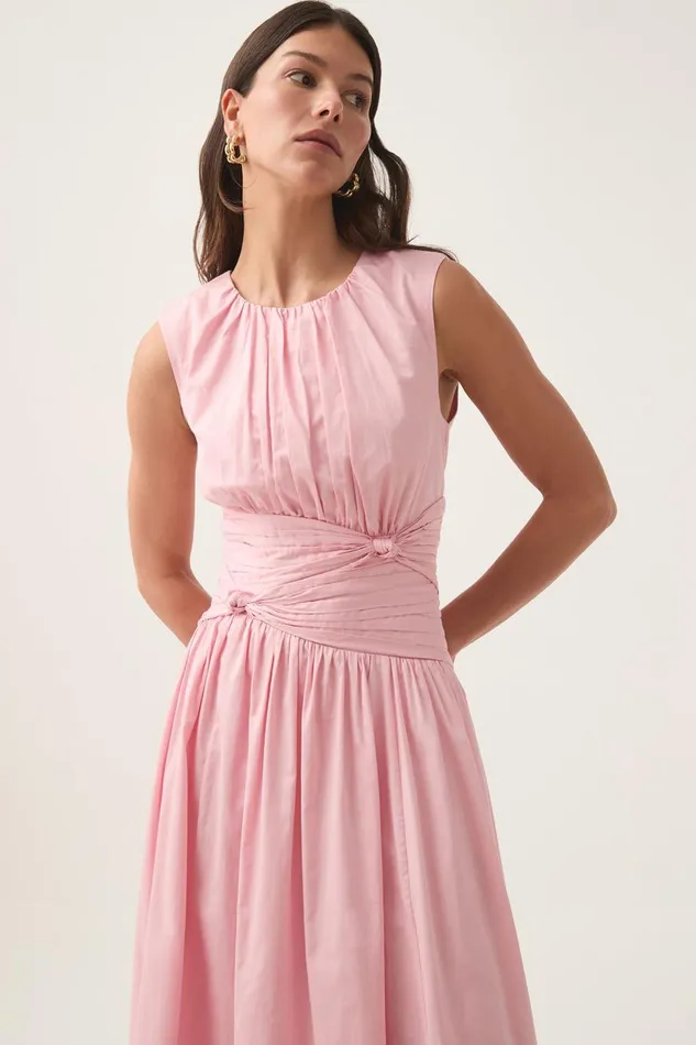 Aje Dresses Agatha Knot Waist Midi Dress Pink Quartz 8211 Women Aje Dresses Agatha Knot Waist Midi Dress Pink Quartz 8211 Women