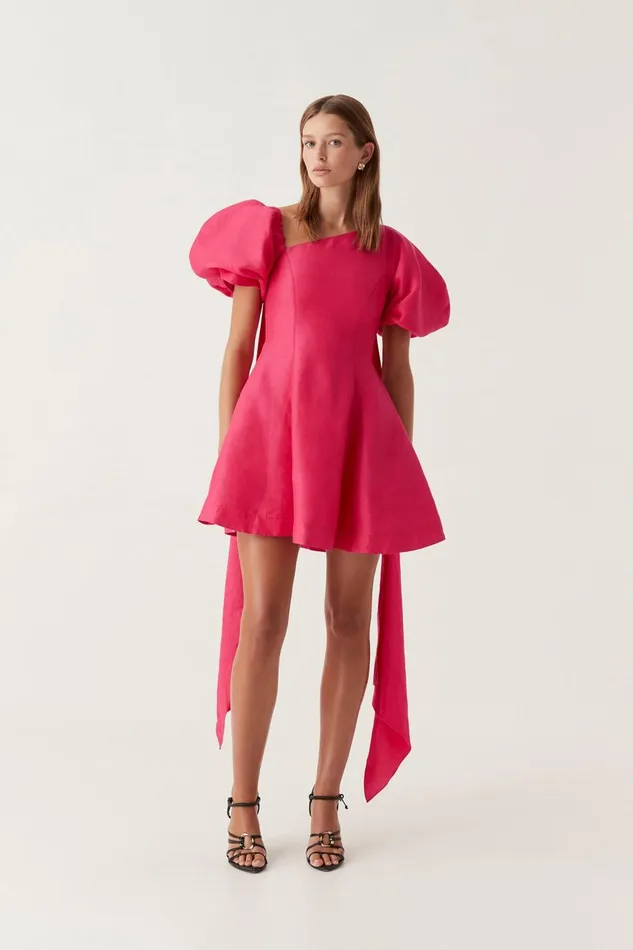 Aje Dresses Arista Tulip Sleeve Mini Dress Bougainvillea Red 8211 Women