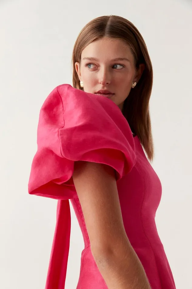 Aje Dresses Arista Tulip Sleeve Mini Dress Bougainvillea Red 8211 Women