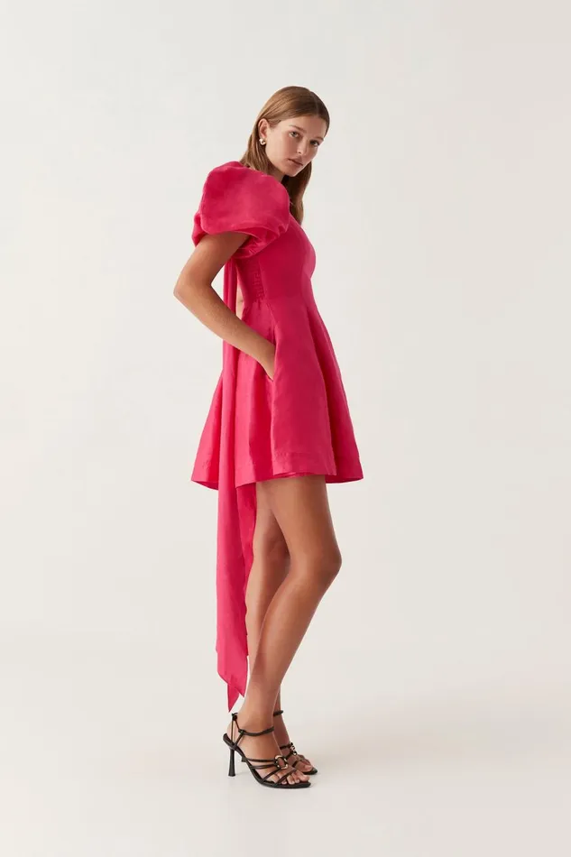 Aje Dresses Arista Tulip Sleeve Mini Dress Bougainvillea Red 8211 Women