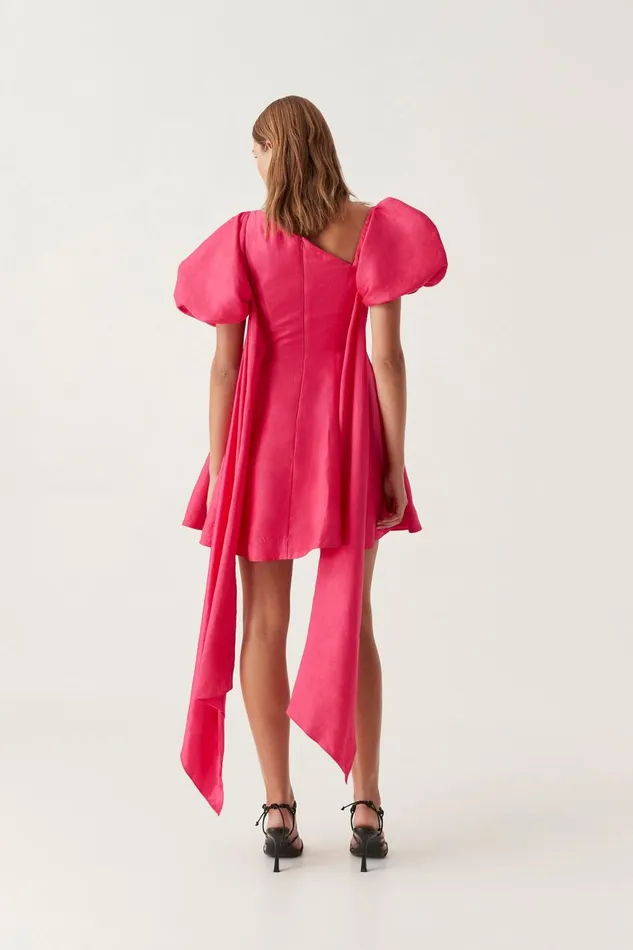 Aje Dresses Arista Tulip Sleeve Mini Dress Bougainvillea Red 8211 Women