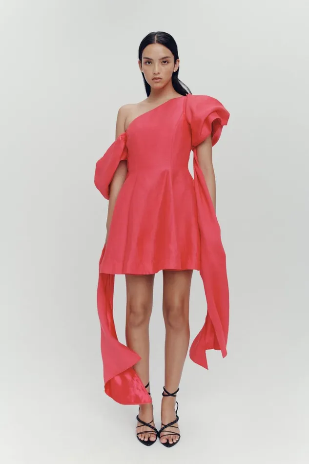 Aje Dresses Arista Tulip Sleeve Mini Dress Bougainvillea Red 8211 Women