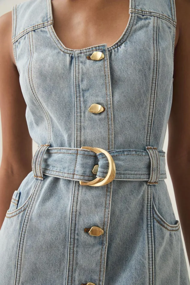 Aje Dresses Aura Denim Mini Dress Sea Spray Wash 8211 Women