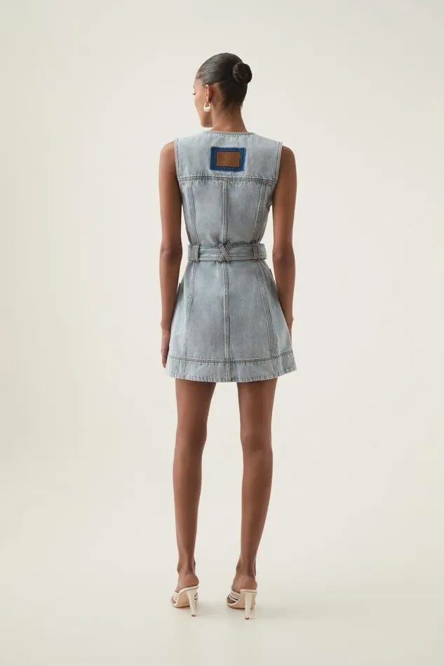 Aje Dresses Aura Denim Mini Dress Sea Spray Wash 8211 Women