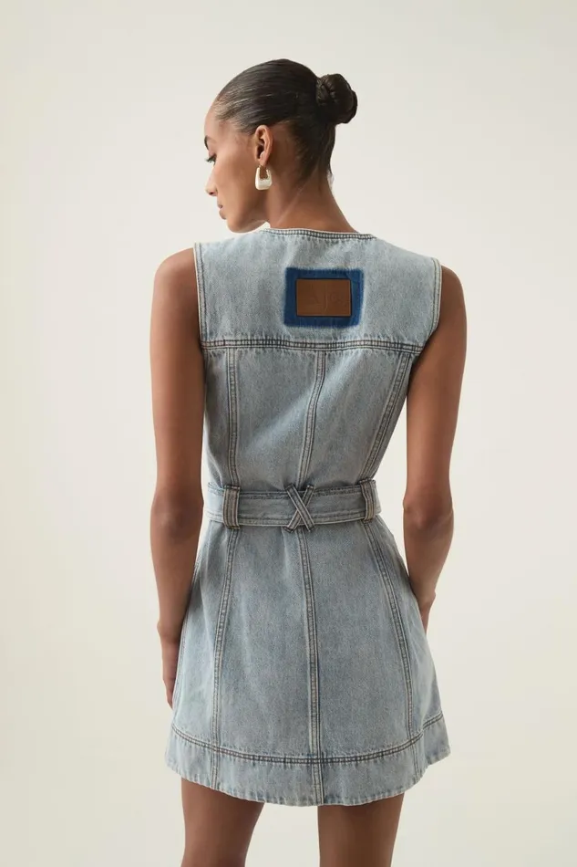 Aje Dresses Aura Denim Mini Dress Sea Spray Wash 8211 Women