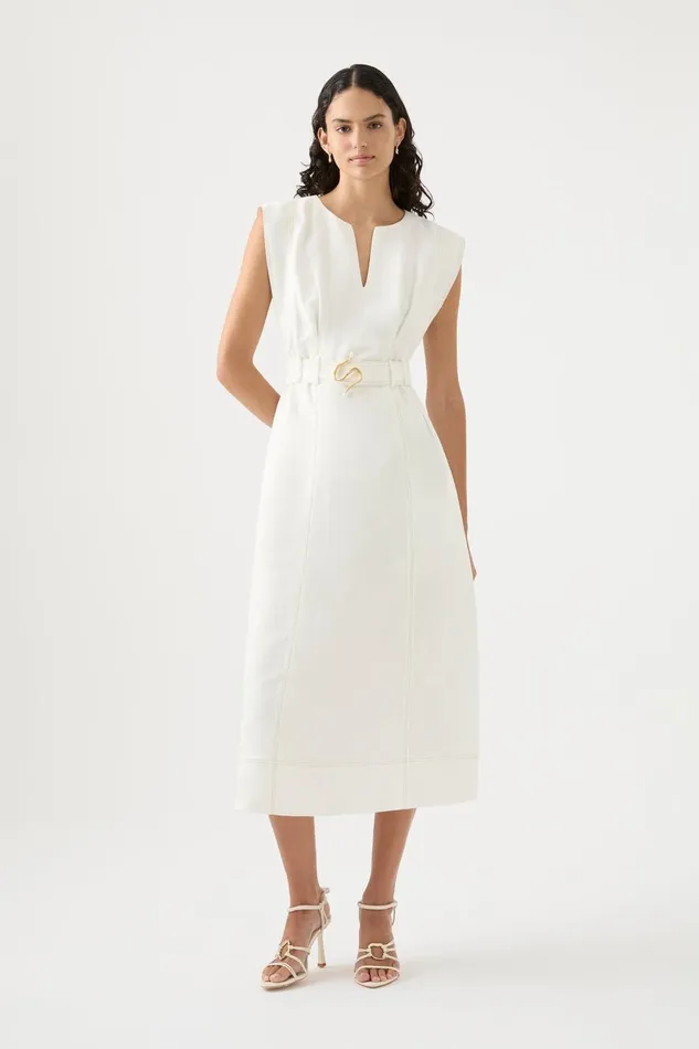 Aje Dresses Beacon Structured Midi Dress Ivory 8211 Women