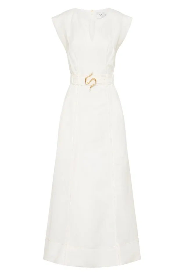 Aje Dresses Beacon Structured Midi Dress Ivory 8211 Women Aje Dresses Beacon Structured Midi Dress Ivory 8211 Women