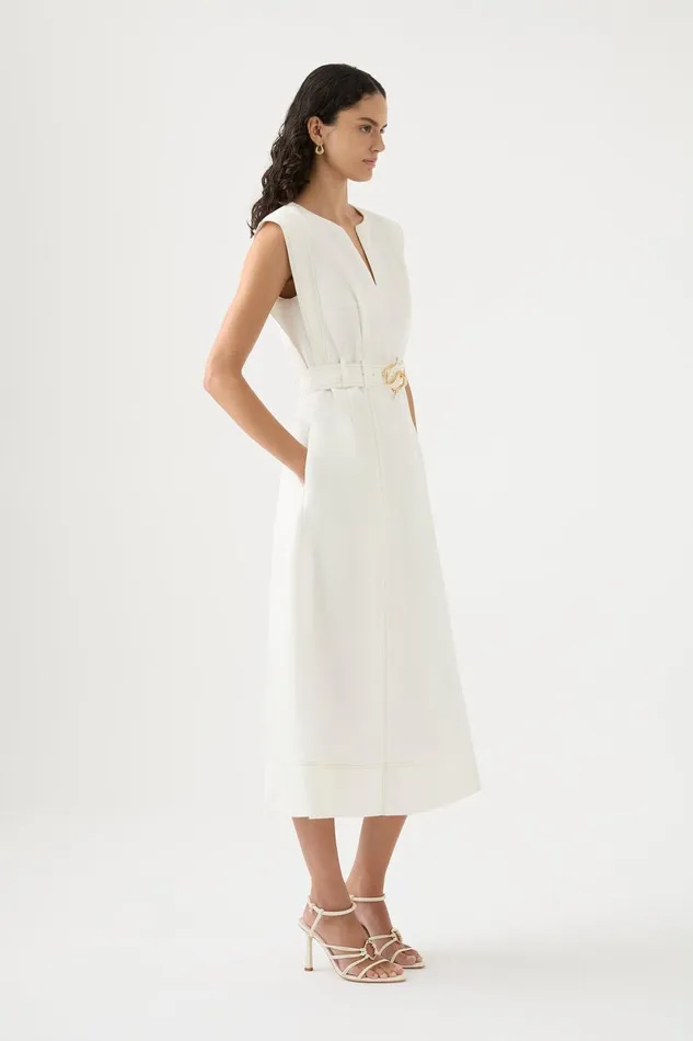 Aje Dresses Beacon Structured Midi Dress Ivory 8211 Women Aje Dresses Beacon Structured Midi Dress Ivory 8211 Women