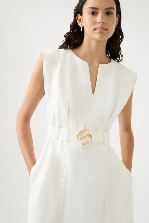 Aje Dresses Beacon Structured Midi Dress Ivory 8211 Women Aje Dresses Beacon Structured Midi Dress Ivory 8211 Women