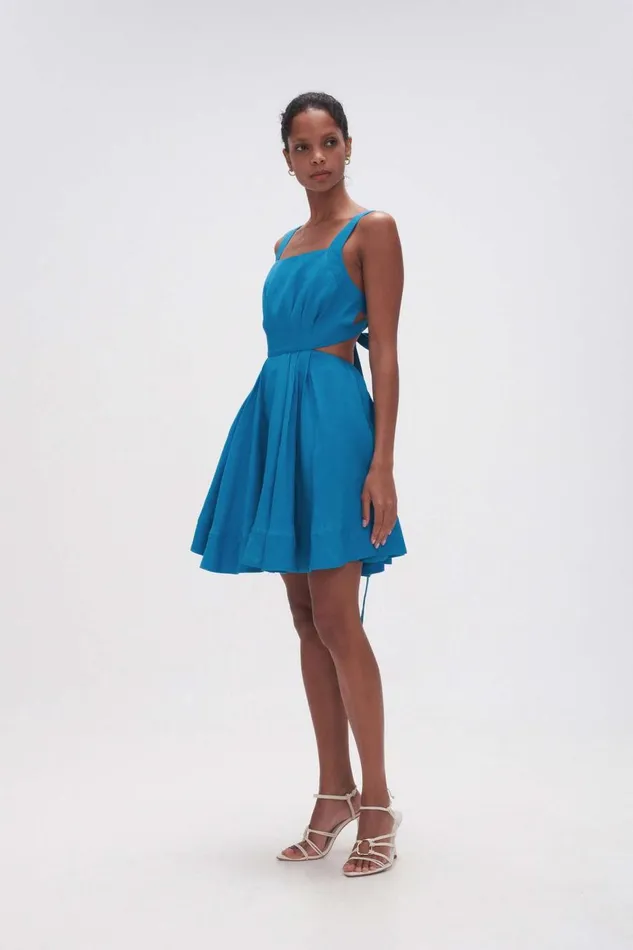 Aje Dresses Clara Tie Back Mini Dress Azure Blue 8211 Women