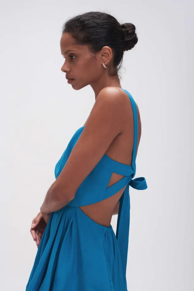 Aje Dresses Clara Tie Back Mini Dress Azure Blue 8211 Women