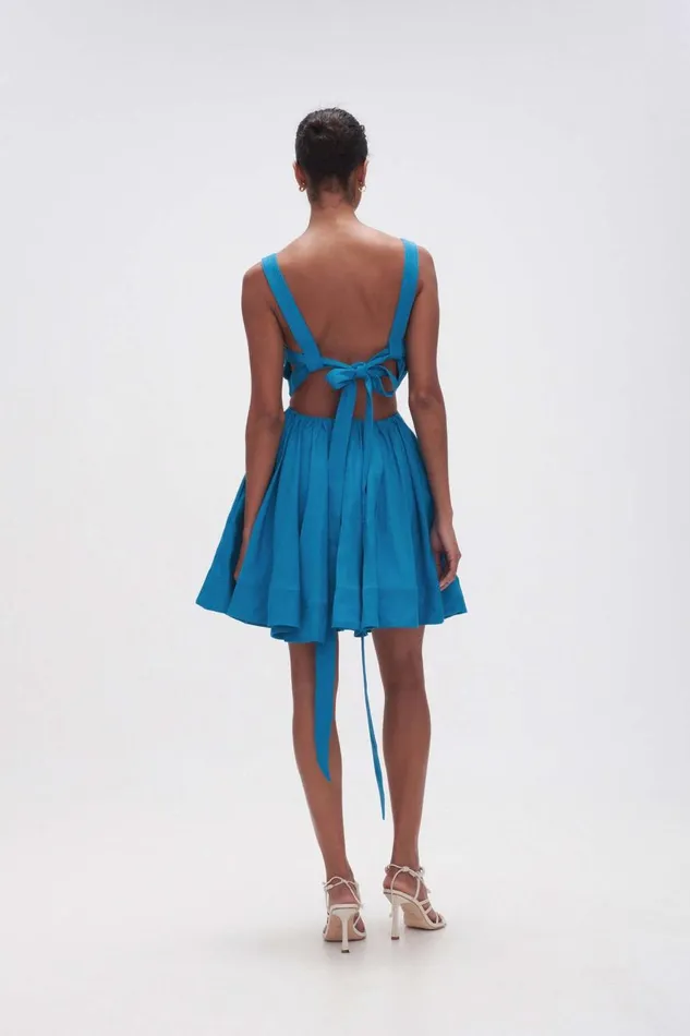 Aje Dresses Clara Tie Back Mini Dress Azure Blue 8211 Women