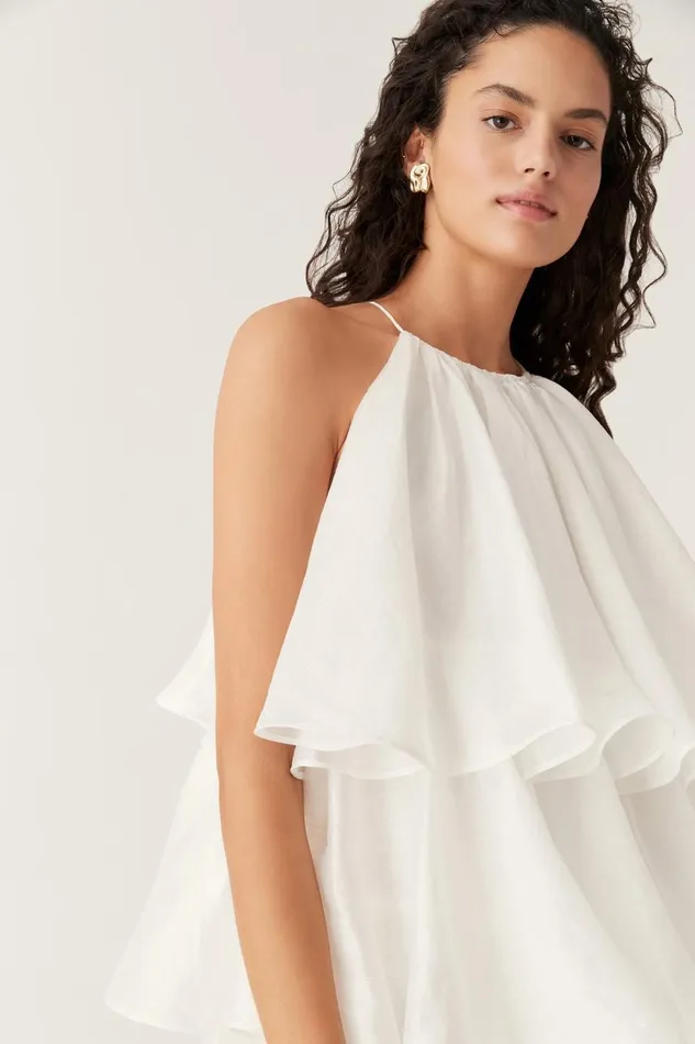 Aje Dresses Claudia Tiered Mini Dress Ivory 8211 Women Aje Dresses Claudia Tiered Mini Dress Ivory 8211 Women