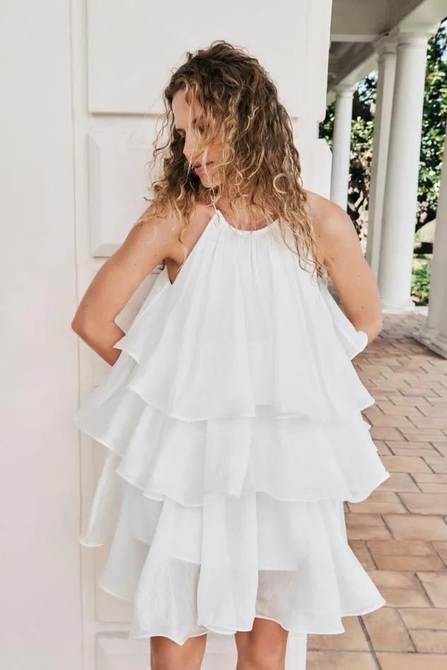 Aje Dresses Claudia Tiered Mini Dress Ivory 8211 Women Aje Dresses Claudia Tiered Mini Dress Ivory 8211 Women