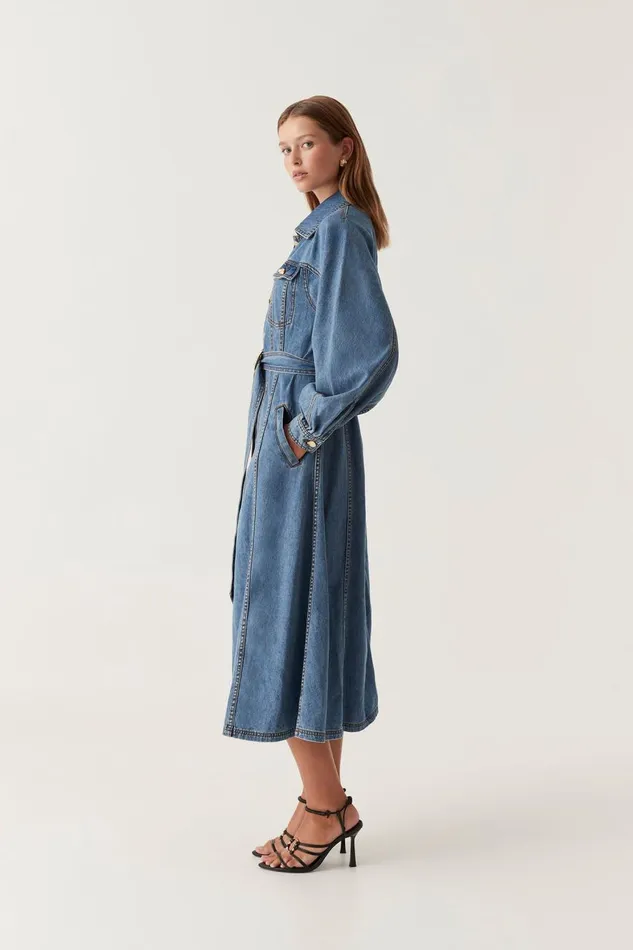 Aje Dresses Colorado Denim Midi Dress 90039s Wash 8211 Women Aje Dresses Colorado Denim Midi Dress 90039s Wash 8211 Women