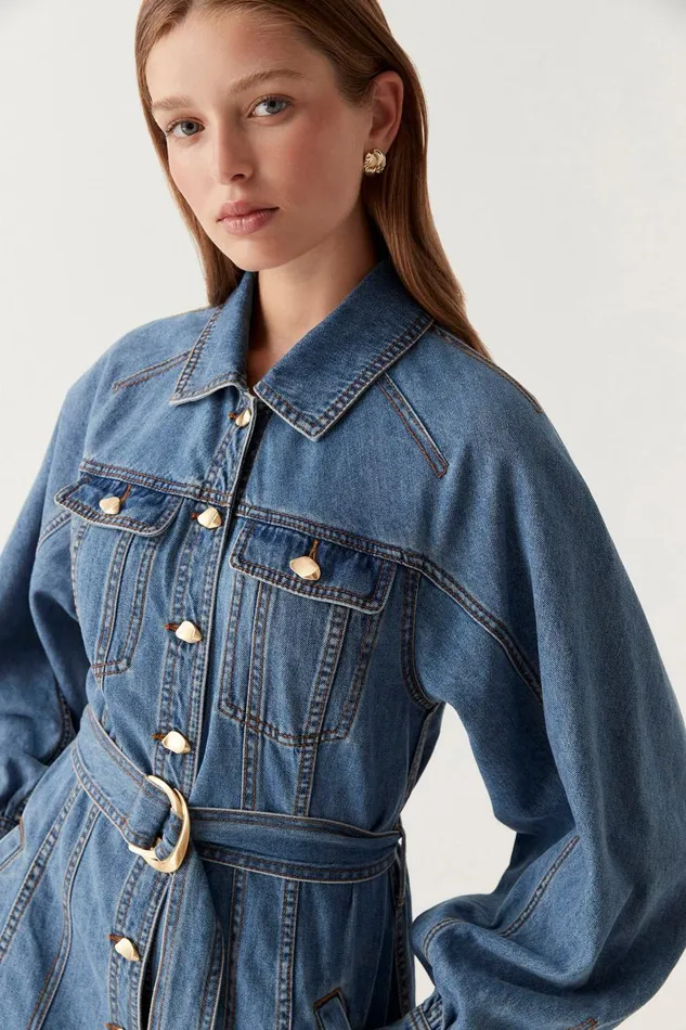 Aje Dresses Colorado Denim Midi Dress 90039s Wash 8211 Women Aje Dresses Colorado Denim Midi Dress 90039s Wash 8211 Women