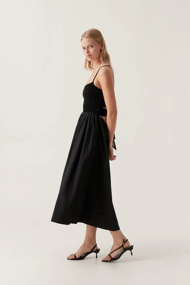 Aje Dresses Danica Tie Back Midi Dress Black 8211 Women Aje Dresses Danica Tie Back Midi Dress Black 8211 Women