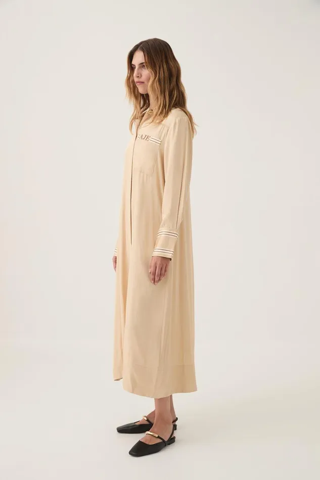 Aje Dresses Enfilade Logo Midi Dress Ecru Beige 8211 Women