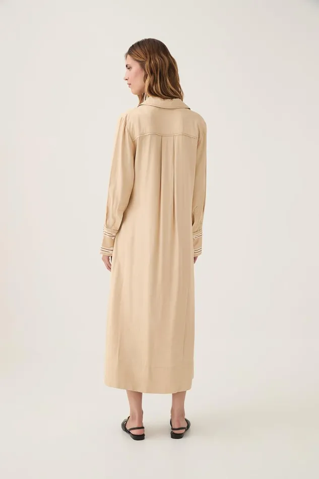 Aje Dresses Enfilade Logo Midi Dress Ecru Beige 8211 Women